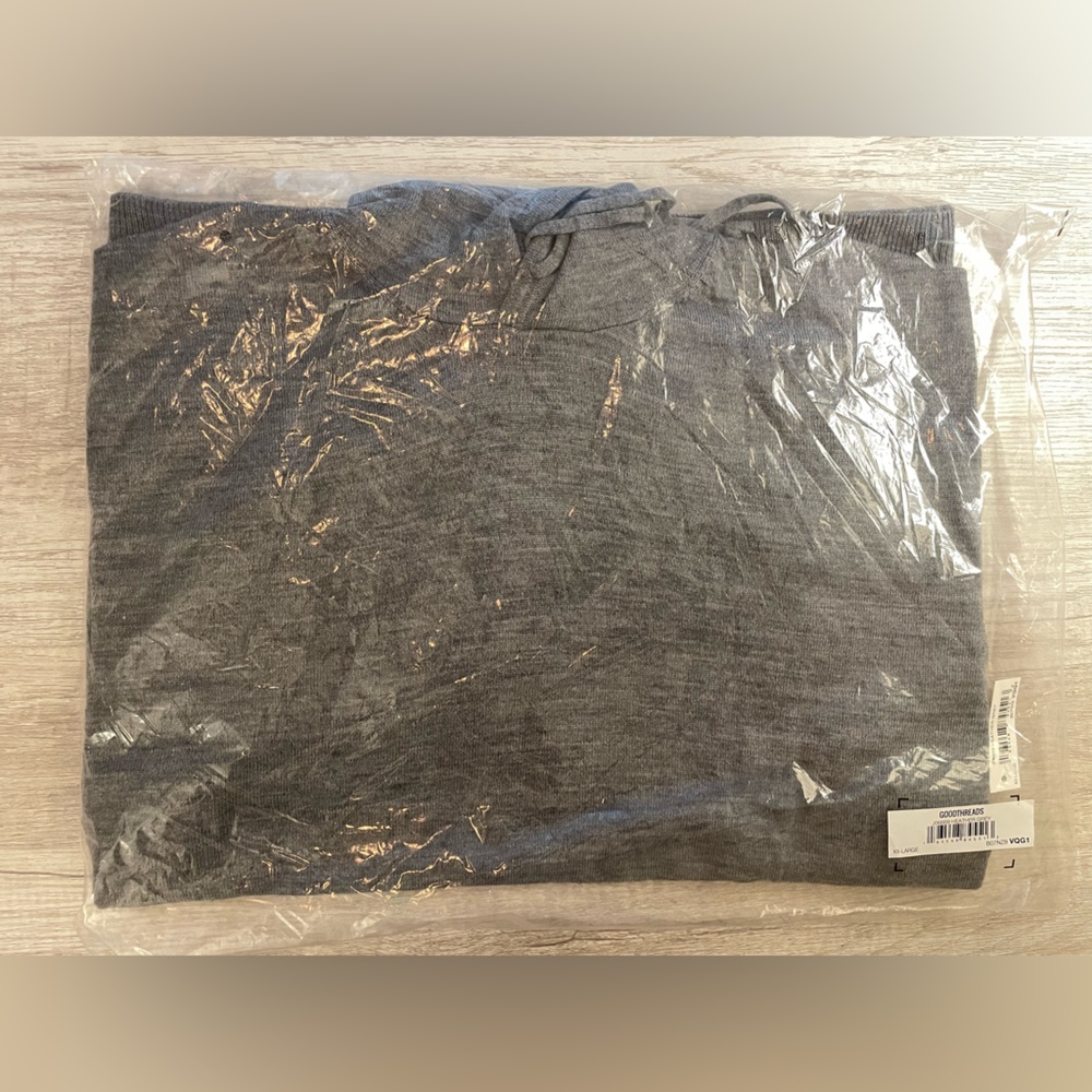 Goodthreads Men's Long-Sleeve Slub Thermal Pullover Hoodie HeatherGrey 2XL